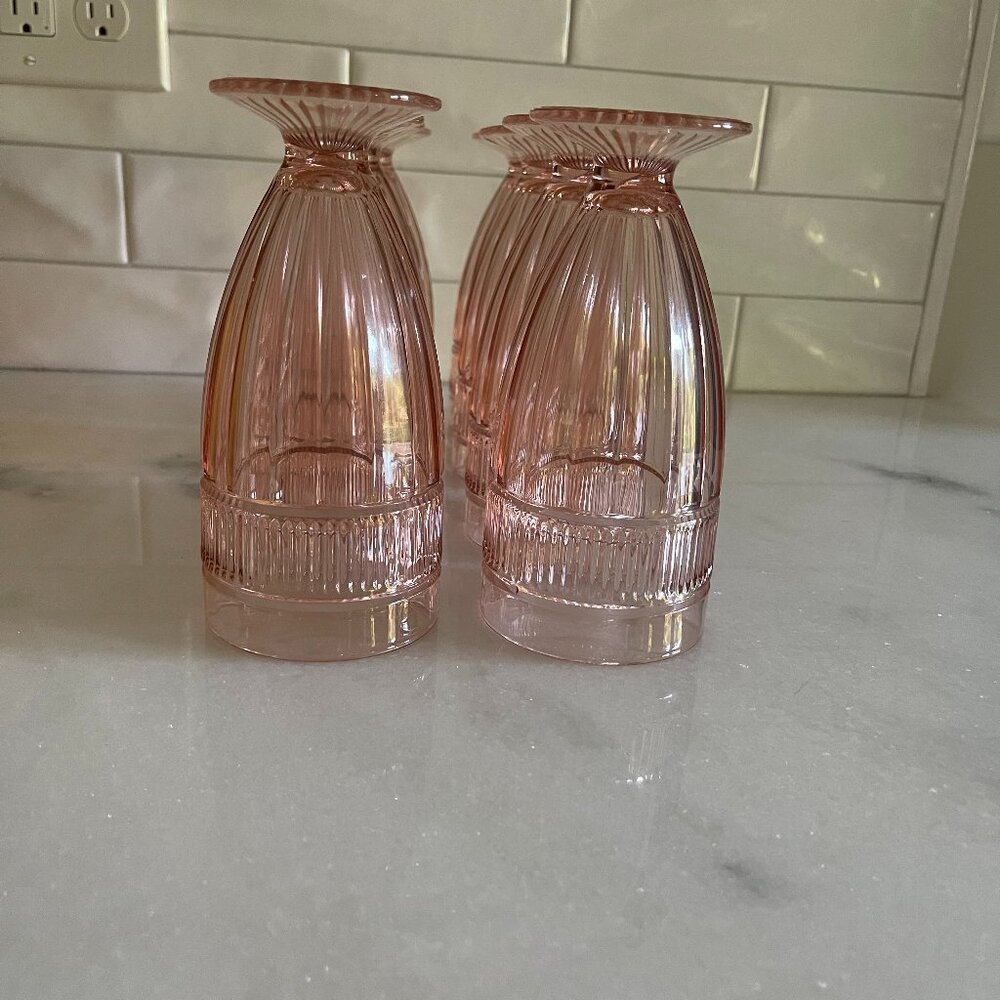 8 pc- Pink Depression Era Dessert Glass